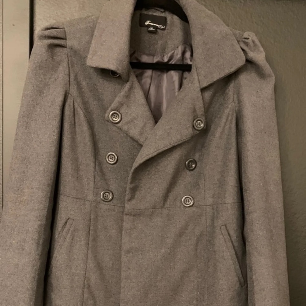 Women’s Grey Puff Sleeve PeaCoat